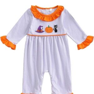 Baby Girl Striped Halloween Long sleeve  Romper